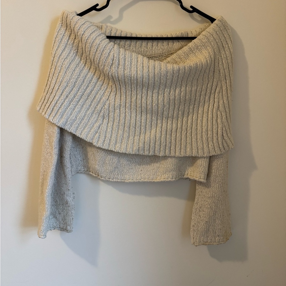 Aerie Cream Textured Knit Sweater
